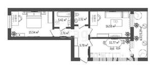 2-к квартира, строящийся дом, 63м2, 10/16 этаж