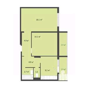 2-к квартира, строящийся дом, 56м2, 8/10 этаж