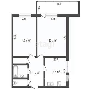 2-к квартира, вторичка, 48м2, 3/9 этаж