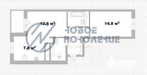 2-к квартира, вторичка, 49м2, 12/16 этаж