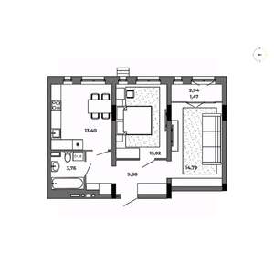 2-к квартира, строящийся дом, 56м2, 5/8 этаж