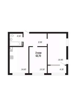 2-к квартира, строящийся дом, 63м2, 3/16 этаж