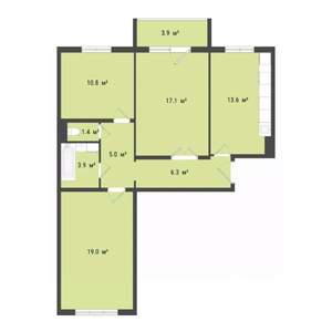 3-к квартира, строящийся дом, 77м2, 1/10 этаж