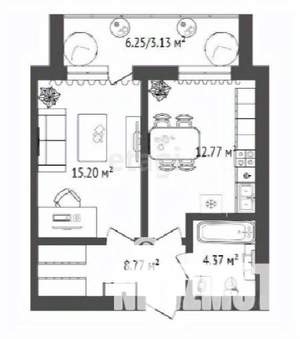 1-к квартира, строящийся дом, 45м2, 6/16 этаж