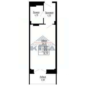 1-к квартира, строящийся дом, 30м2, 15/16 этаж