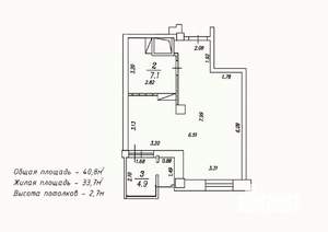 1-к квартира, сданный дом, 41м2, 16/18 этаж