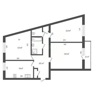 3-к квартира, вторичка, 71м2, 4/5 этаж