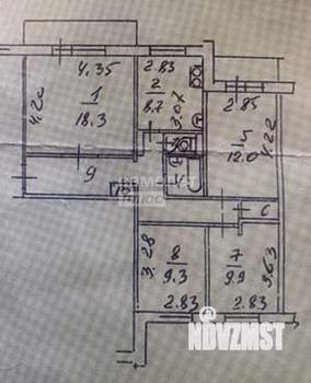 4-к квартира, вторичка, 77м2, 7/9 этаж