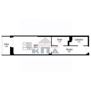 1-к квартира, строящийся дом, 38м2, 6/16 этаж