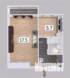 1-к квартира, вторичка, 29м2, 3/5 этаж
