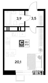 Студия квартира, строящийся дом, 28м2, 14/21 этаж
