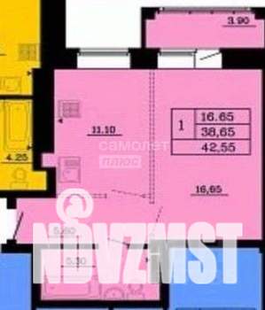 1-к квартира, вторичка, 43м2, 2/9 этаж