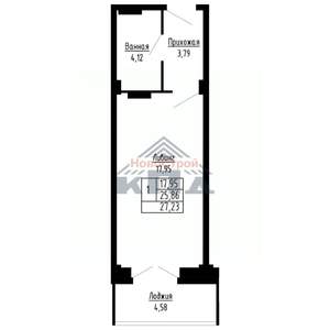 1-к квартира, строящийся дом, 27м2, 4/16 этаж