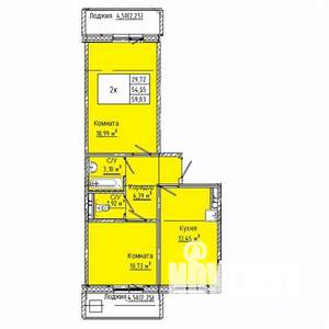 2-к квартира, строящийся дом, 59м2, 5/10 этаж