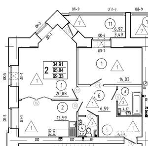 2-к квартира, вторичка, 69м2, 5/8 этаж