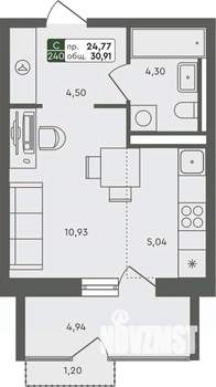 Студия квартира, строящийся дом, 31м2, 5/7 этаж