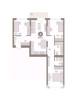 3-к квартира, вторичка, 85м2, 5/8 этаж