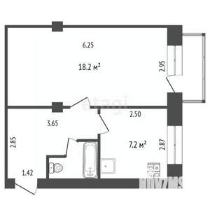 1-к квартира, вторичка, 35м2, 4/4 этаж