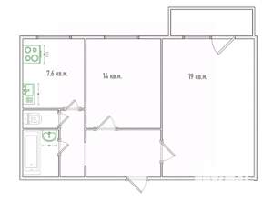 2-к квартира, вторичка, 53м2, 6/9 этаж