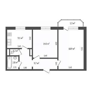2-к квартира, вторичка, 56м2, 5/10 этаж