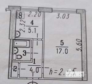 1-к квартира, вторичка, 30м2, 6/9 этаж