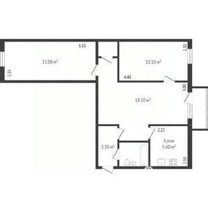 3-к квартира, вторичка, 59м2, 5/5 этаж
