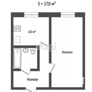 1-к квартира, вторичка, 22м2, 1/5 этаж