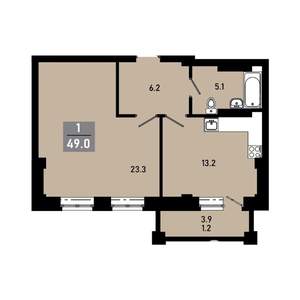 1-к квартира, строящийся дом, 46м2, 11/18 этаж