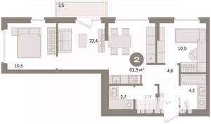 2-к квартира, вторичка, 62м2, 5/8 этаж