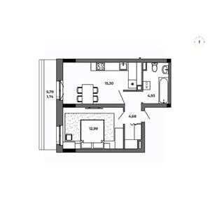 1-к квартира, вторичка, 40м2, 8/8 этаж