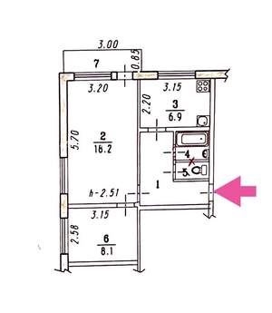 2-к квартира, вторичка, 44м2, 5/5 этаж