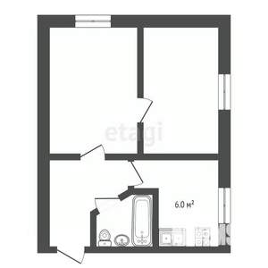 2-к квартира, вторичка, 40м2, 1/5 этаж