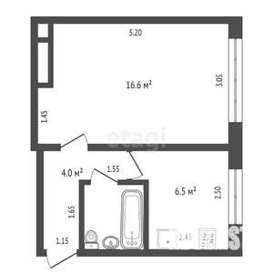 1-к квартира, вторичка, 29м2, 1/5 этаж