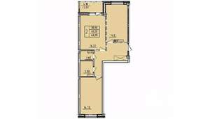 2-к квартира, строящийся дом, 64м2, 9/10 этаж