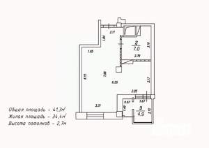 1-к квартира, сданный дом, 41м2, 12/18 этаж