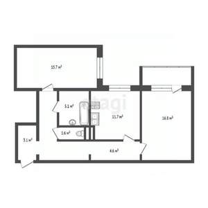 2-к квартира, вторичка, 68м2, 4/4 этаж