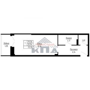 1-к квартира, вторичка, 33м2, 11/16 этаж