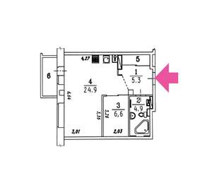 1-к квартира, вторичка, 44м2, 9/9 этаж