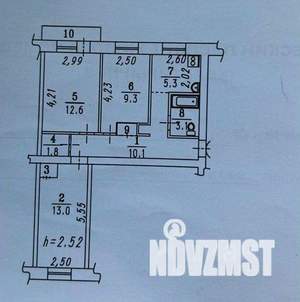 3-к квартира, вторичка, 57м2, 2/5 этаж