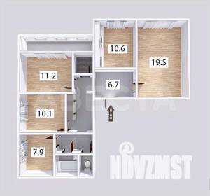 4-к квартира, вторичка, 81м2, 9/9 этаж