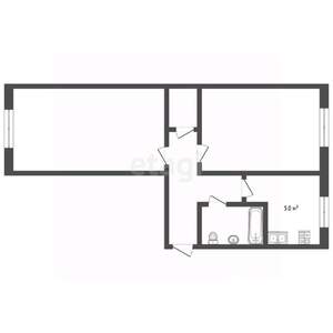 2-к квартира, вторичка, 45м2, 1/5 этаж