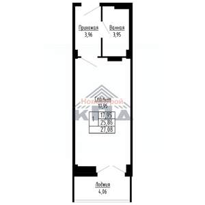 1-к квартира, строящийся дом, 27м2, 8/16 этаж