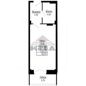 1-к квартира, строящийся дом, 30м2, 8/16 этаж