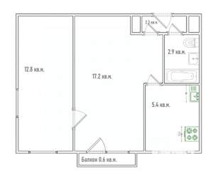 3-к квартира, вторичка, 55м2, 2/5 этаж
