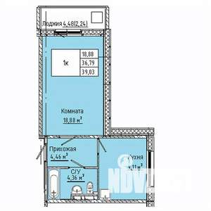 1-к квартира, вторичка, 39м2, 6/10 этаж