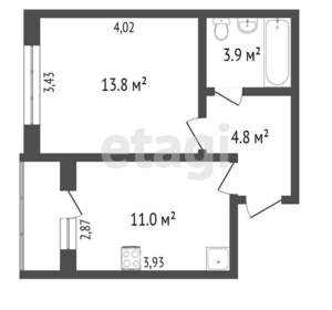1-к квартира, вторичка, 33м2, 3/10 этаж