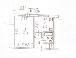 1-к квартира, вторичка, 38м2, 3/9 этаж