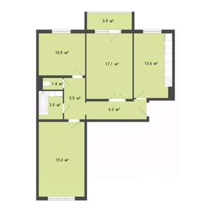 3-к квартира, строящийся дом, 77м2, 3/3 этаж