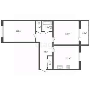 2-к квартира, вторичка, 53м2, 4/5 этаж
