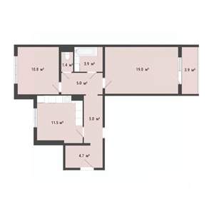 2-к квартира, строящийся дом, 61м2, 7/10 этаж